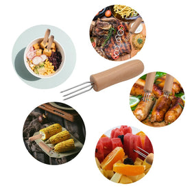 PEOUWNES wooden-handle corn holders provide comfortable, heat-safe handling