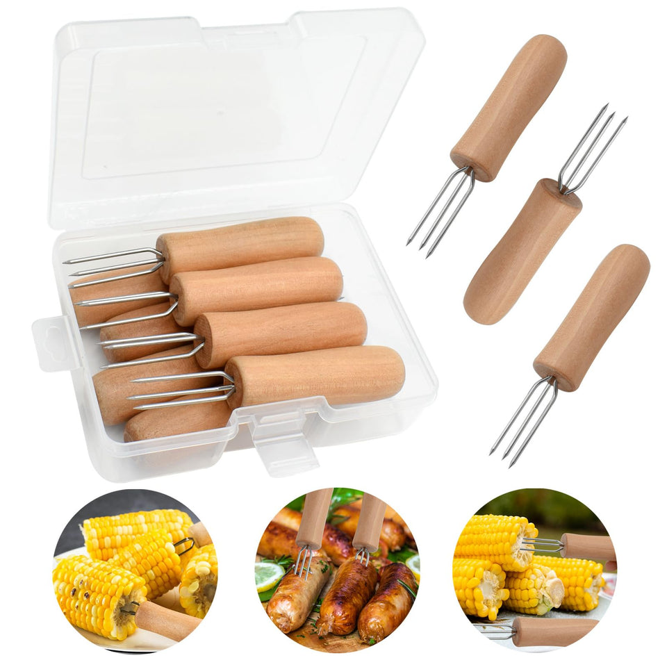 PEOUWNES stainless-steel corn holders for grill-ready corn with secure grip