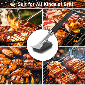 Pepeng 18-inch design helps reach deep grates on gas or charcoal grills.