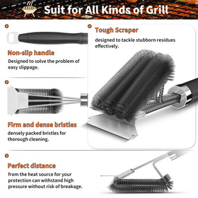 Pepeng non-slip grip handle provides comfortable, secure cleaning during long cooks.