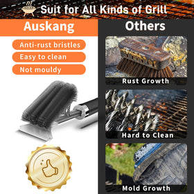 Pepeng stainless steel brush head tackles stubborn residue on grates.