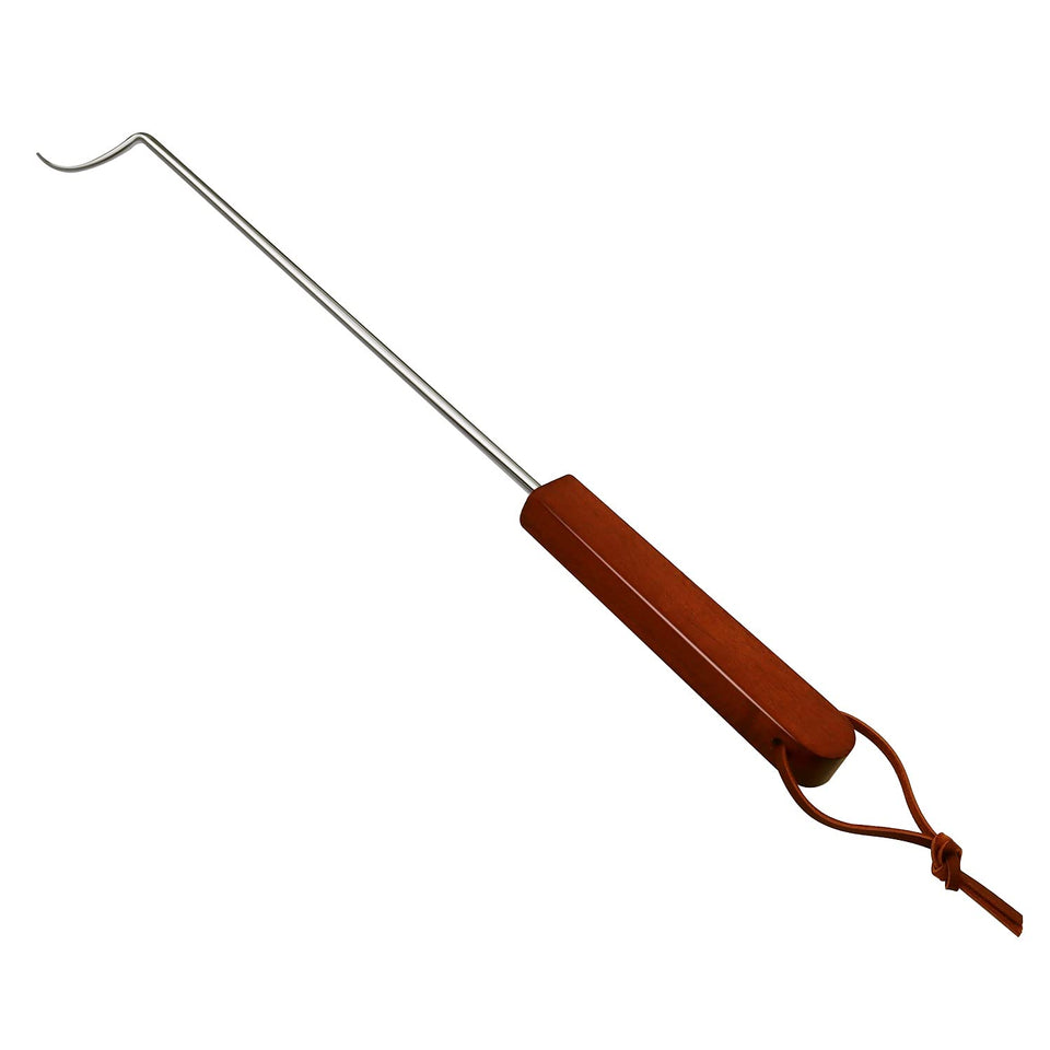 PEPKICN 18-inch stainless steel meat turner hook for precise flips with minimal juice loss.
