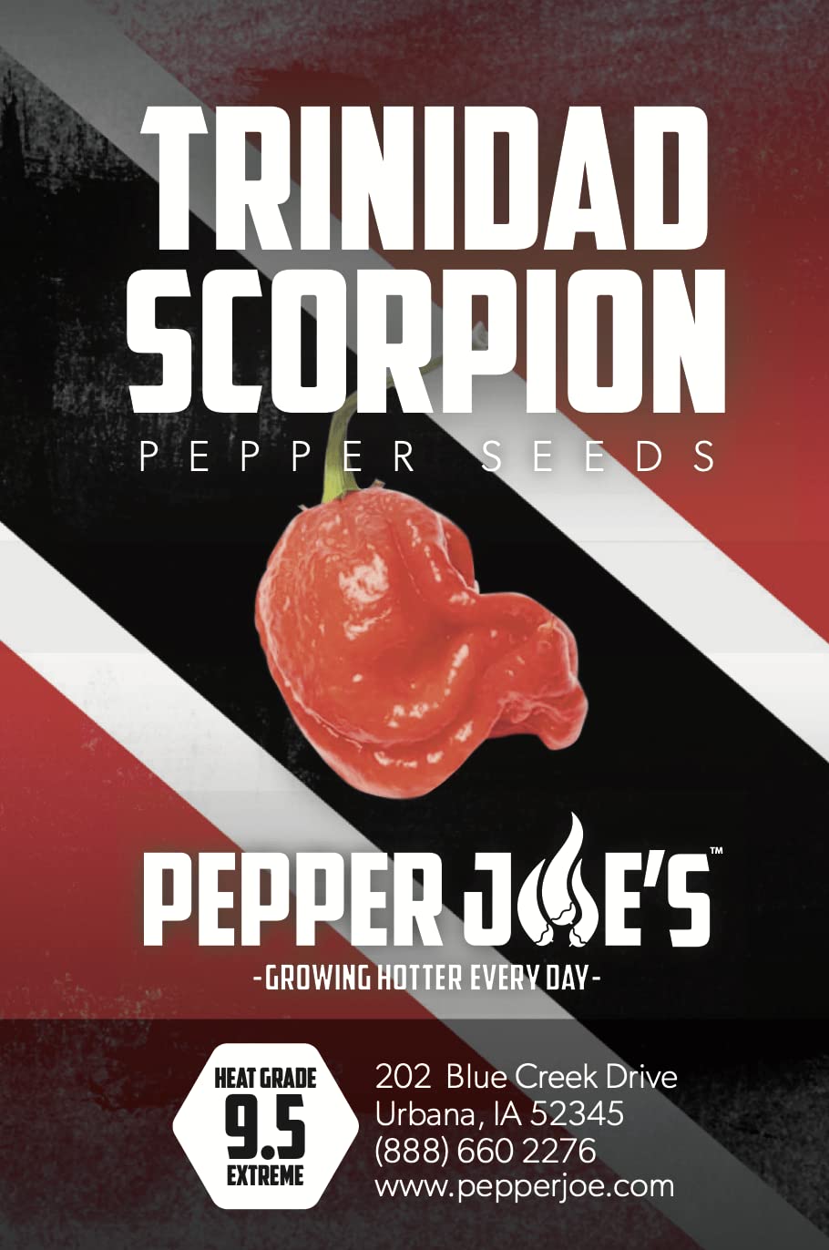 Pepper Joe's Trinidad Scorpion seeds, non-GMO, ready to boost hot pepper harvest.