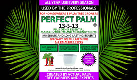 Perfect Palm USA-made palm fertilizer highlights domestic production and quality.