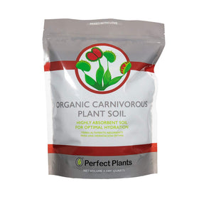 Perfect Plants carnivorous soil bag showing organic premium mix for lasting moisture and acidity benefits