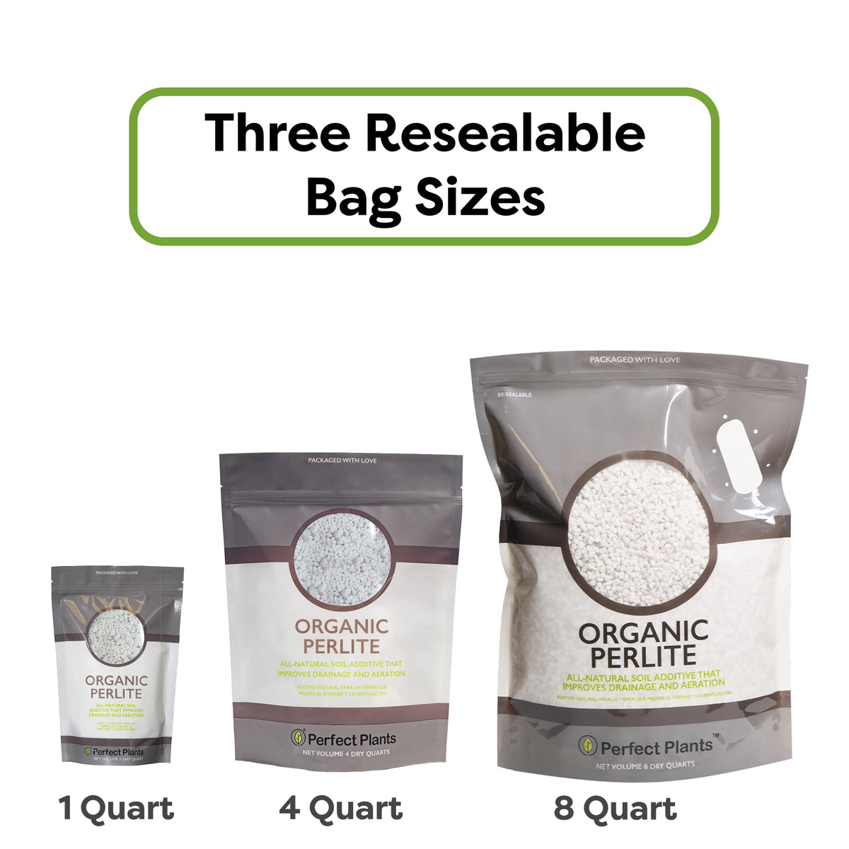 Perfect Plants easy-scoop perlite packaging makes adding to soil simple.