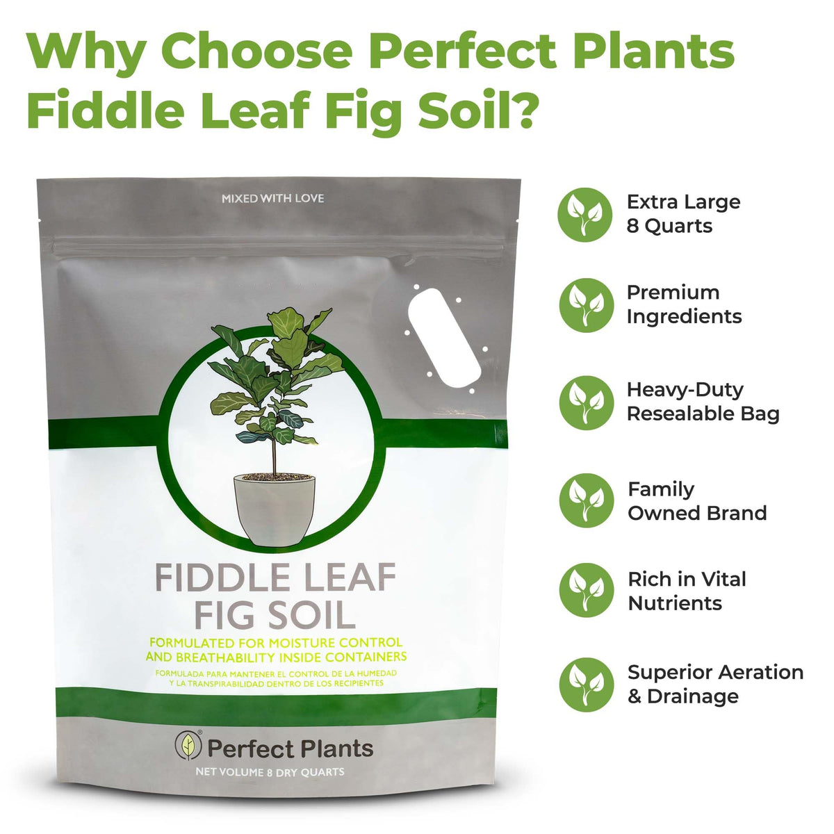 Perfect Plants heavy-duty resealable bag for convenient storage.