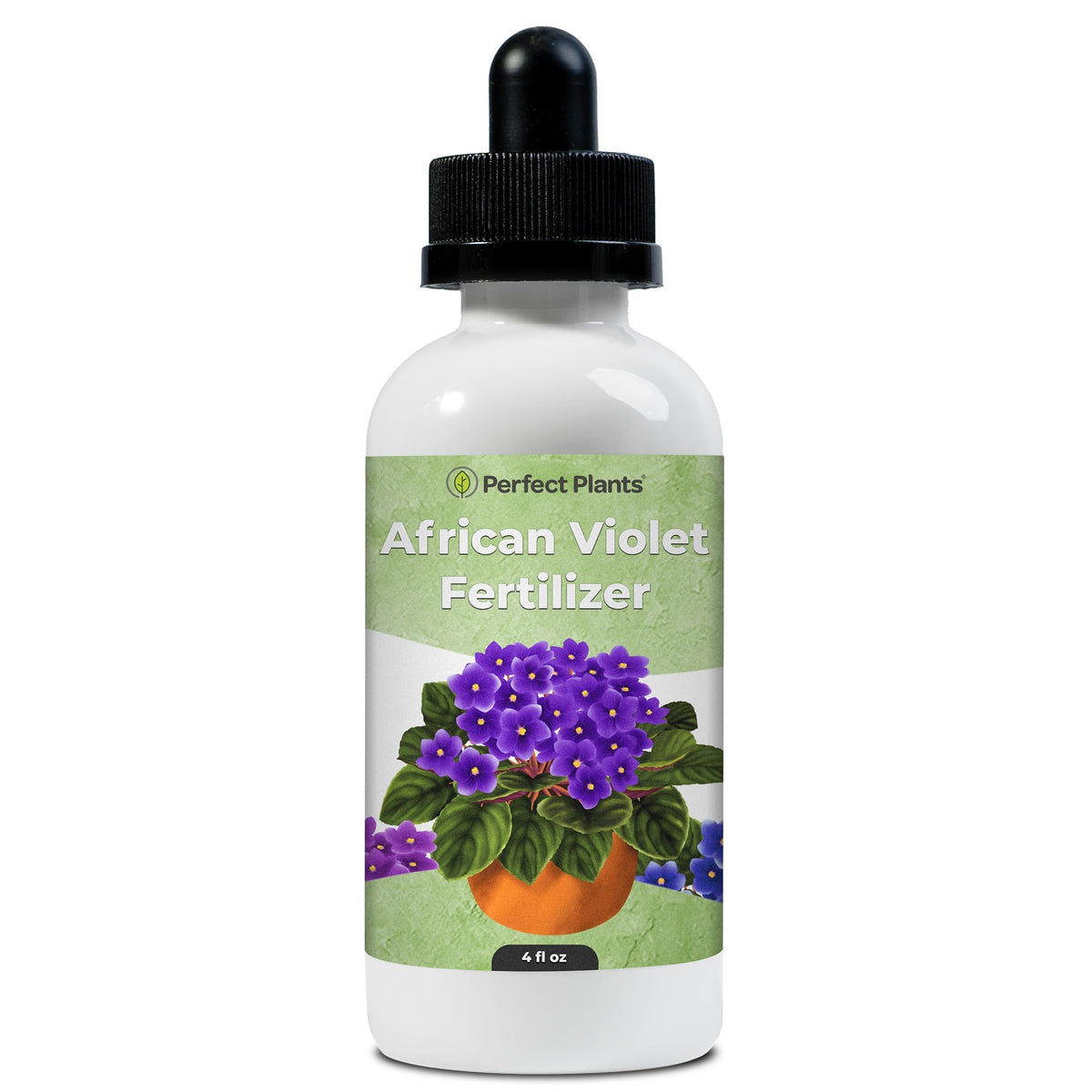 Perfect Plants liquid African Violet Food bottle for precise feeding and bloom care.