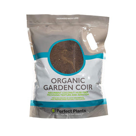 PERFECT PLANTS Organic Garden Coir 8qt bag demonstrates moisture retention for seedlings.