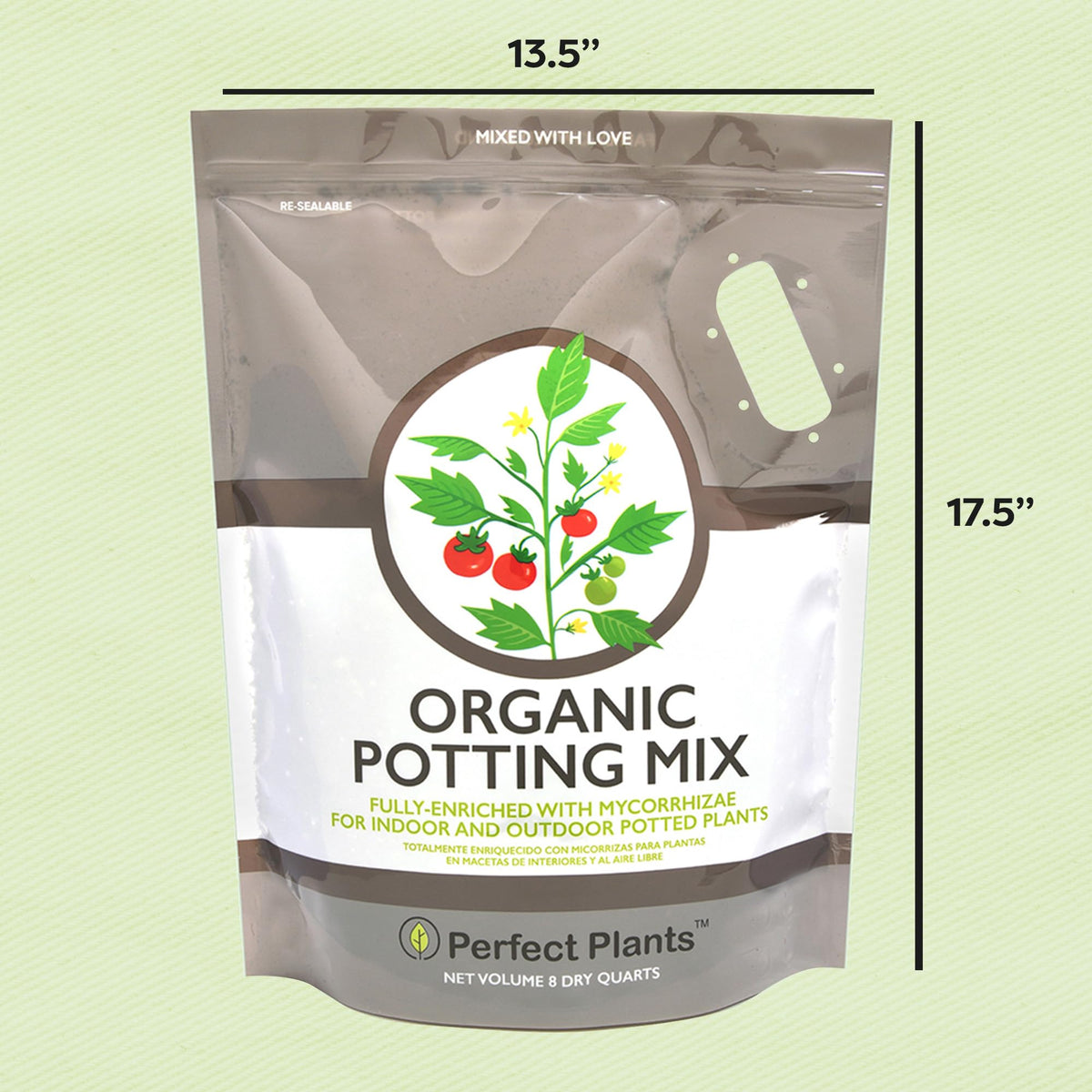 Perfect Plants organic mix in use; great for containers or garden beds.
