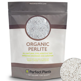 Perfect Plants Organic Perlite bag showcases airy soil enhancement for pots.
