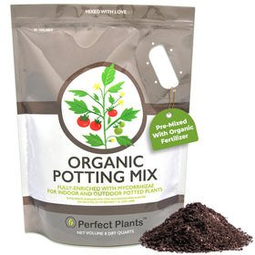 Perfect Plants Organic Potting Mix 8qt bag for versatile indoor and outdoor planting.