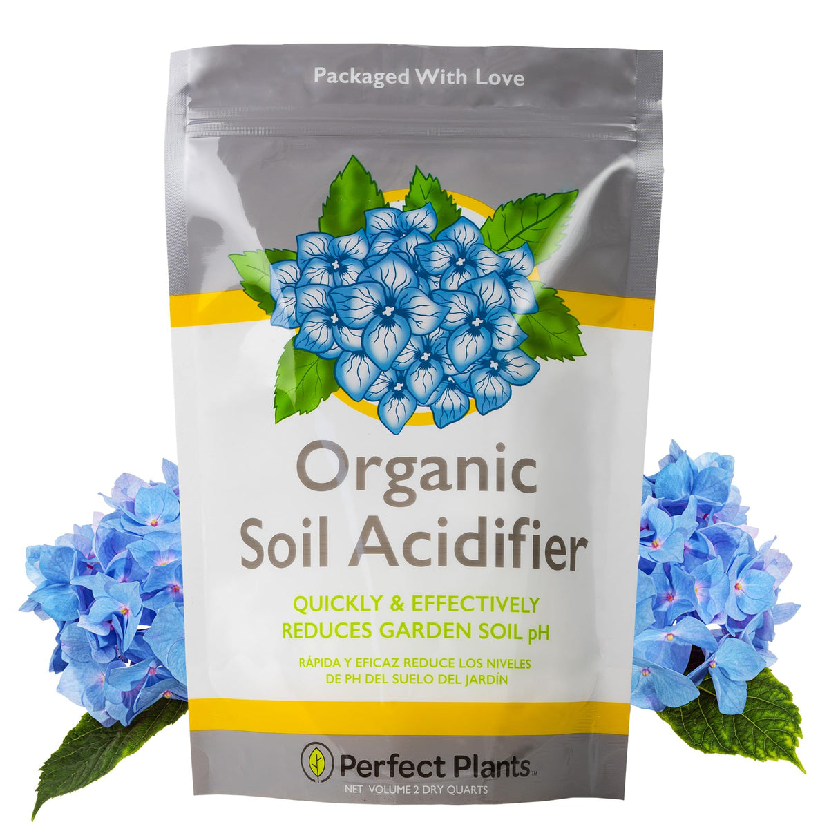 PERFECT PLANTS Organic Soil Acidifier bottle lowers soil pH for healthier tomatoes