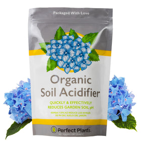 PERFECT PLANTS Organic Soil Acidifier bottle lowers soil pH for healthier tomatoes