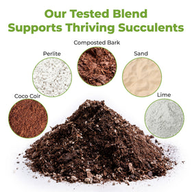 Perfect Plants ingredients mix with coir, pine bark, perlite, and sand for aerated drainage.