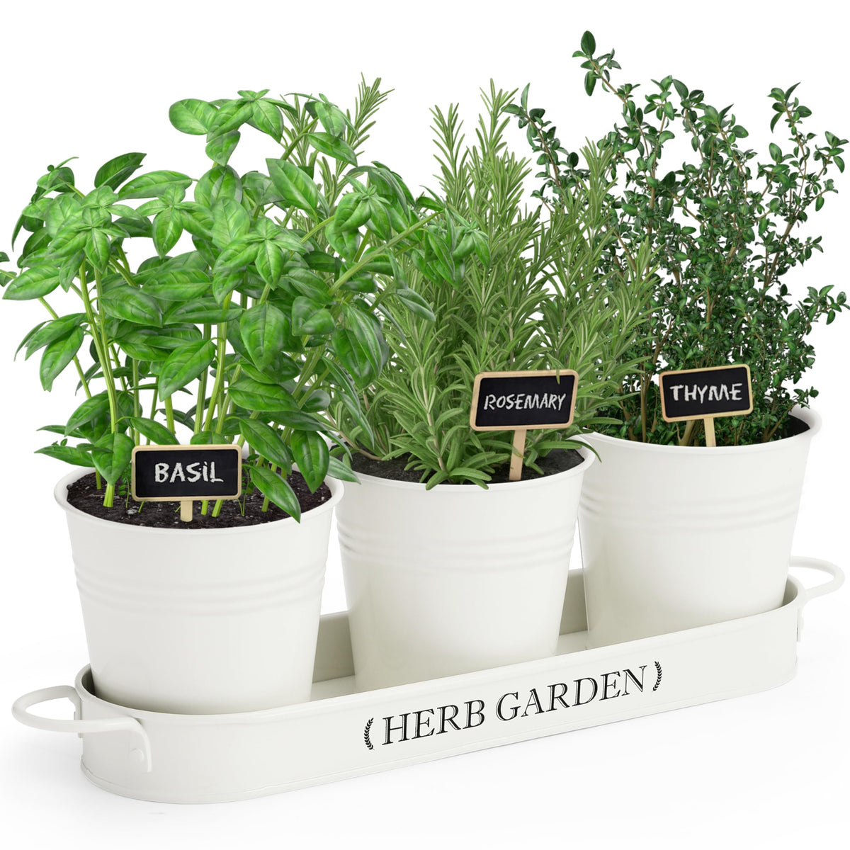 PERFNIQUE indoor herb garden planter with tray on a sunny windowsill for quick herb access.