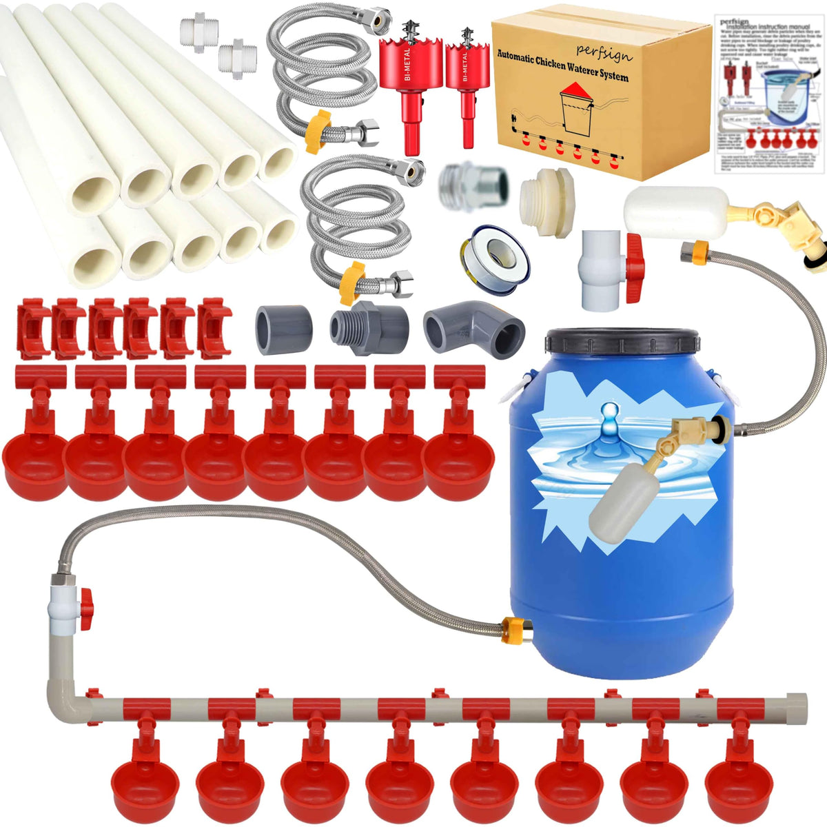 Perfsign Chicken Water Cups provide reliable hydration with leak-free design.