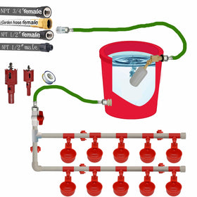 Perfsign poultry waterer complete set ready for quick installation and reliable poultry hydration.