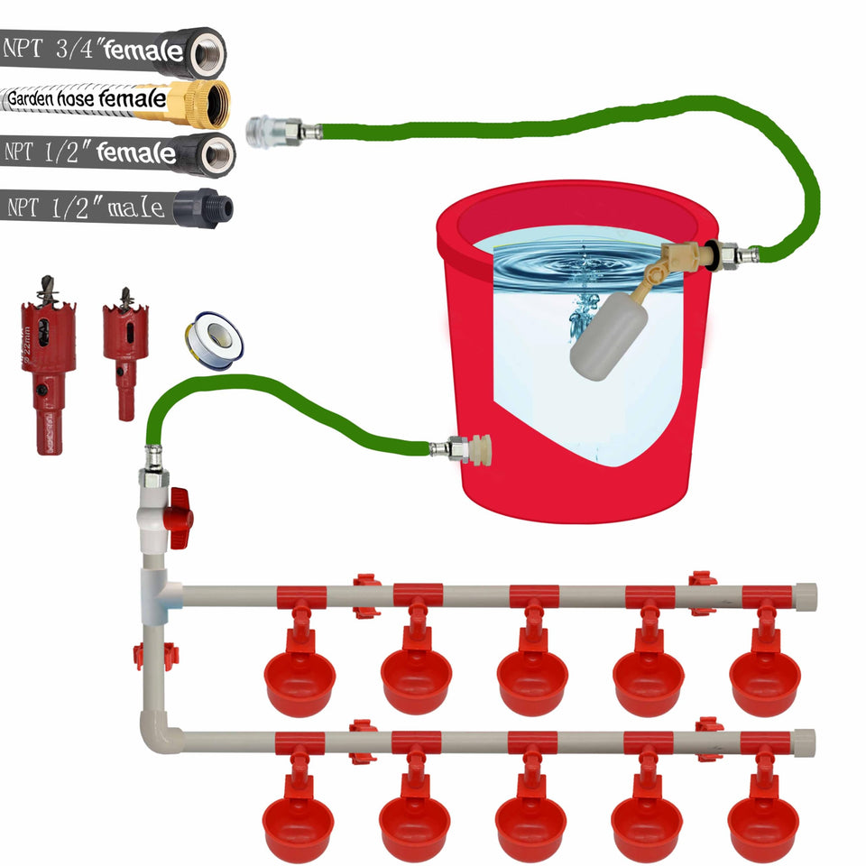 Perfsign poultry waterer complete set ready for quick installation and reliable poultry hydration.