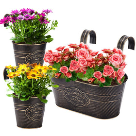 PerGar vintage metal wall hanging planter on balcony railing for lush greenery