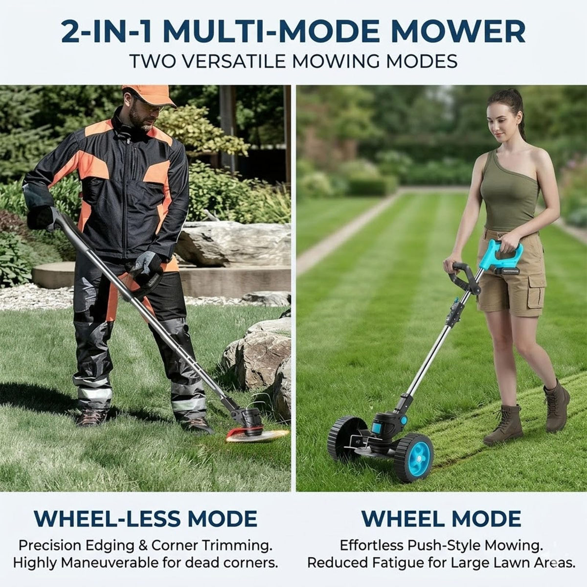 PERICGRIP wheel-supported balance for comfortable yard care sessions.
