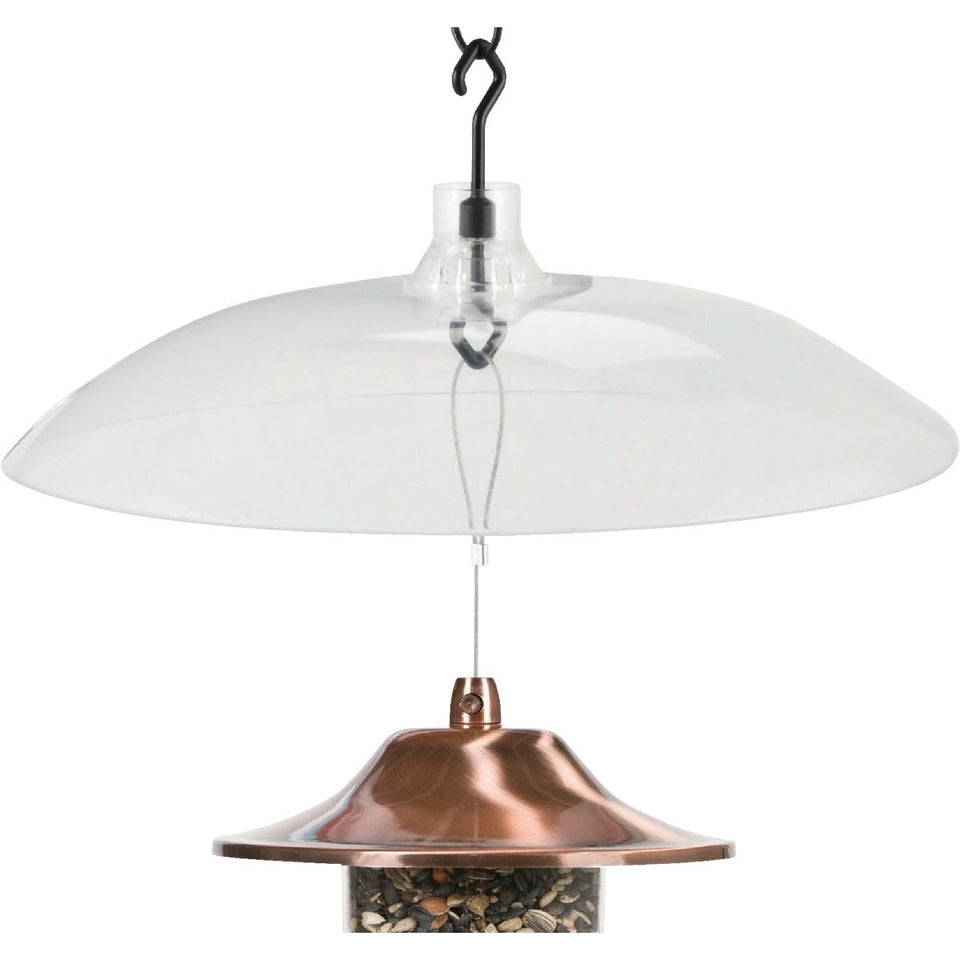 Perky-Pet 16in transparent squirrel baffler dome blocks squirrels from reaching the feeder