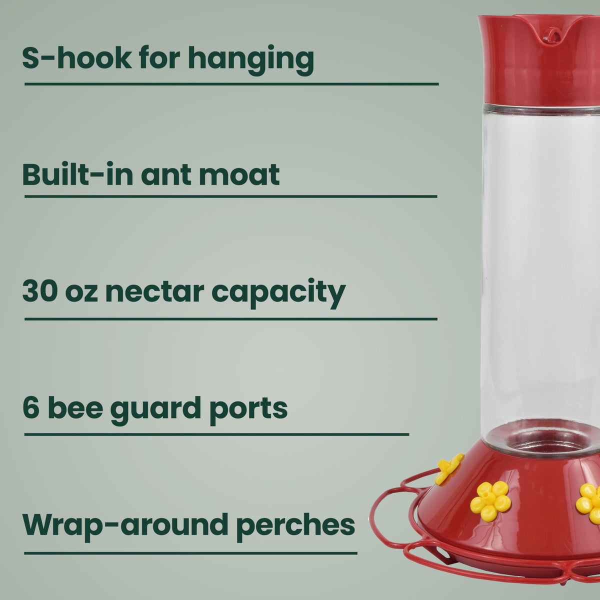 Perky-Pet 209B-1SR bee-guarded hummingbird feeder reducing insect intrusion during garden visits.