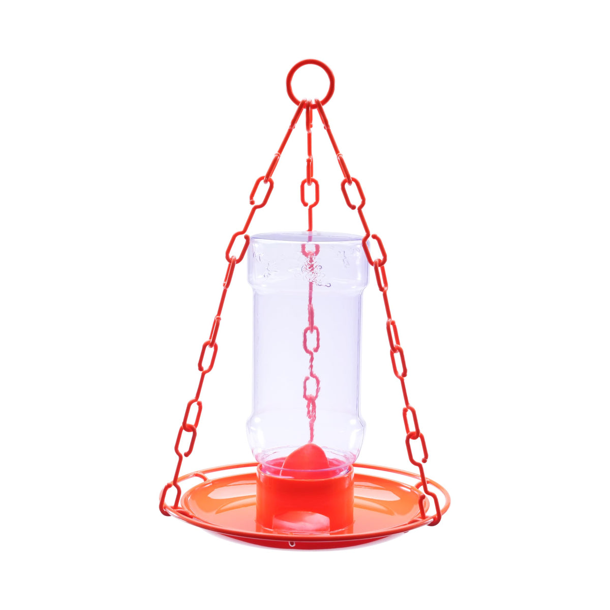 Perky-Pet 253 jelly feeder tray closeup with bright orange tray attracting orioles