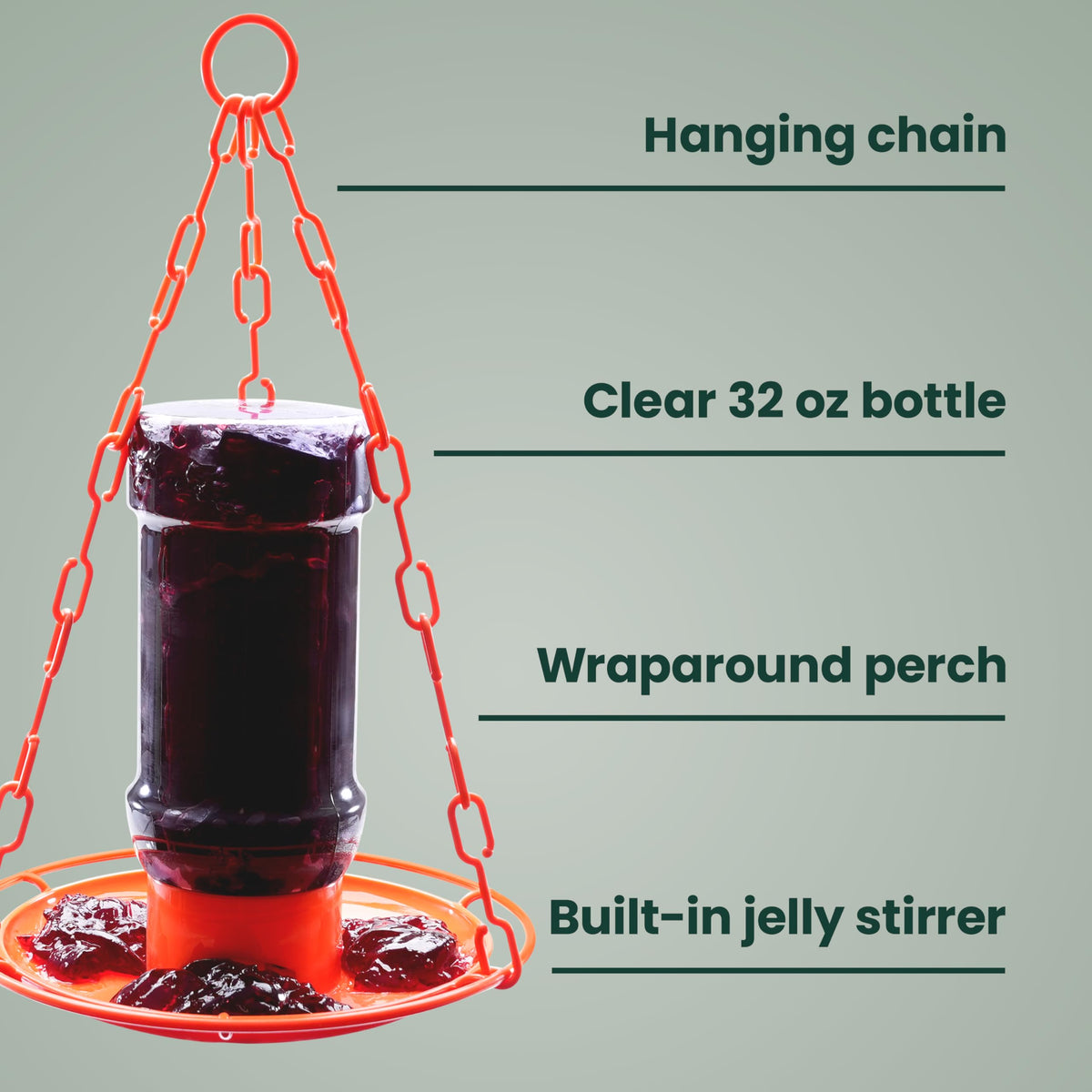 Perky-Pet 253 wraparound perch supports multiple orioles during feeding