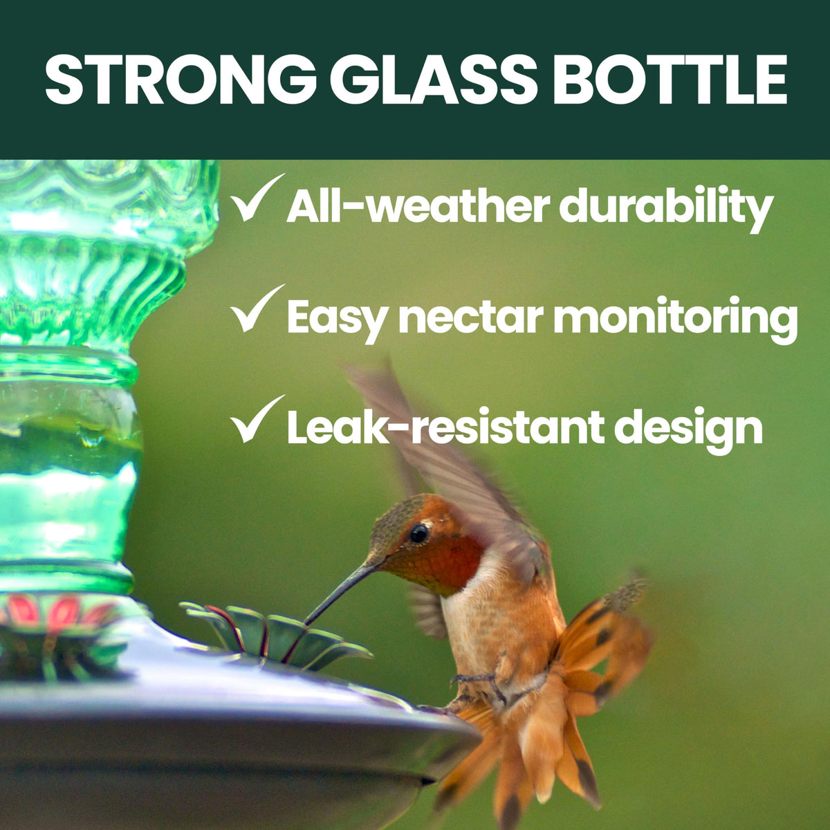 Perky-Pet brushed nickel base complements outdoor decor while supporting multiple birds.