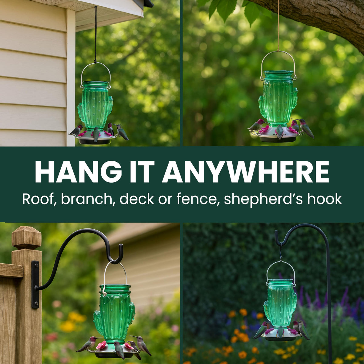Perky-Pet Cactus five feeding stations invite multiple hummingbirds to dine.