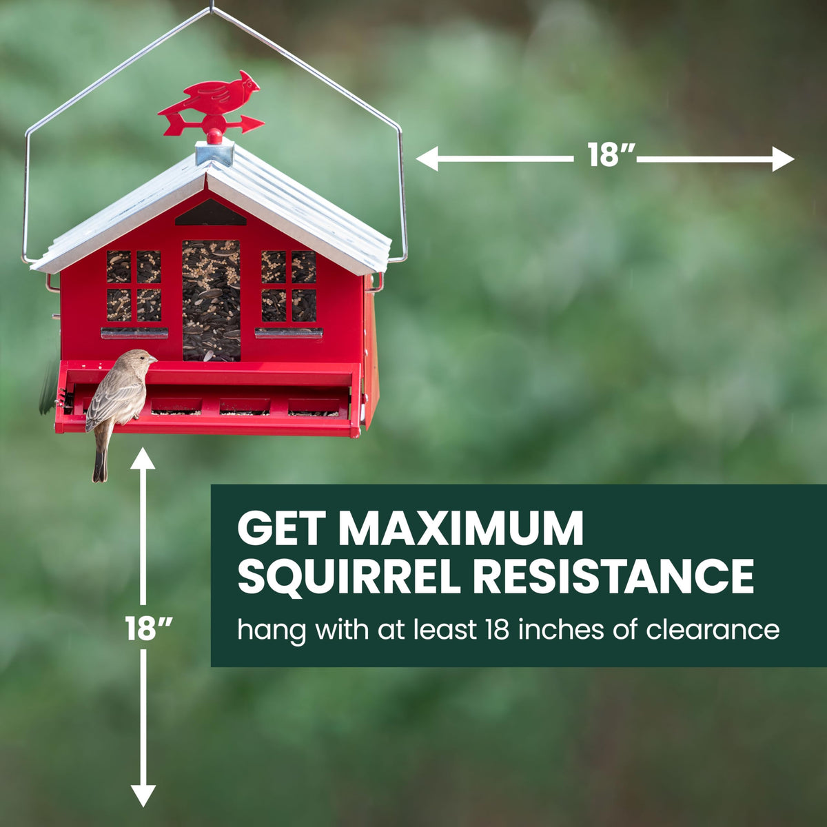 Cardinal weathervane adds rustic charm to the feeder