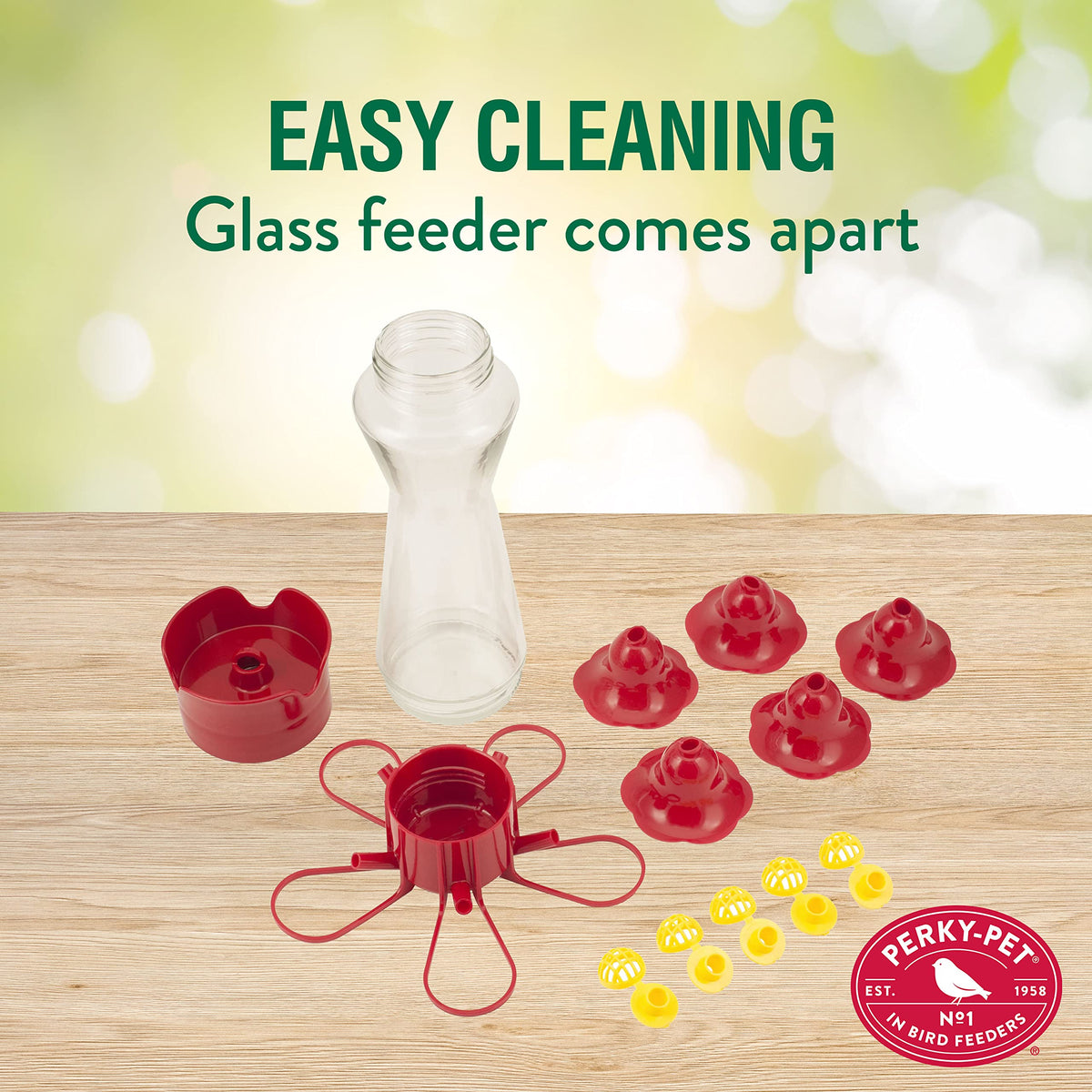 Perky-Pet Favored Pinch-Waist Hummingbird Feeder wide-mouth bottle for mess-free filling