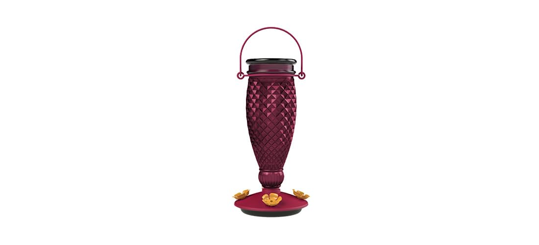 Perky-Pet flower-shaped feeding ports provide natural hovering feeding for hummingbirds.