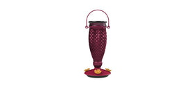 Perky-Pet flower-shaped feeding ports provide natural hovering feeding for hummingbirds.