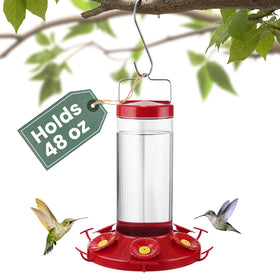 Perky-Pet Grand Master 48oz nectar reservoir clearly shows nectar level for easy refills.