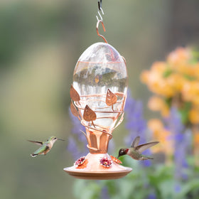 Outdoor-friendly Perky-Pet Looking Glass Hummingbird Feeder ready for garden use