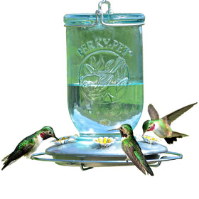 Perky-Pet mason-jar vintage glass hummingbird feeder with classic charm and durable construction