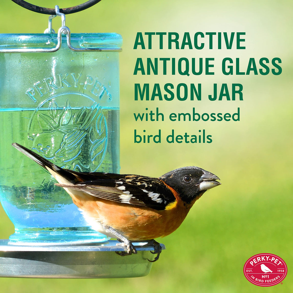 Perky-Pet mason-jar-waterer-base-metal shows a sturdy metal base for outdoor use.
