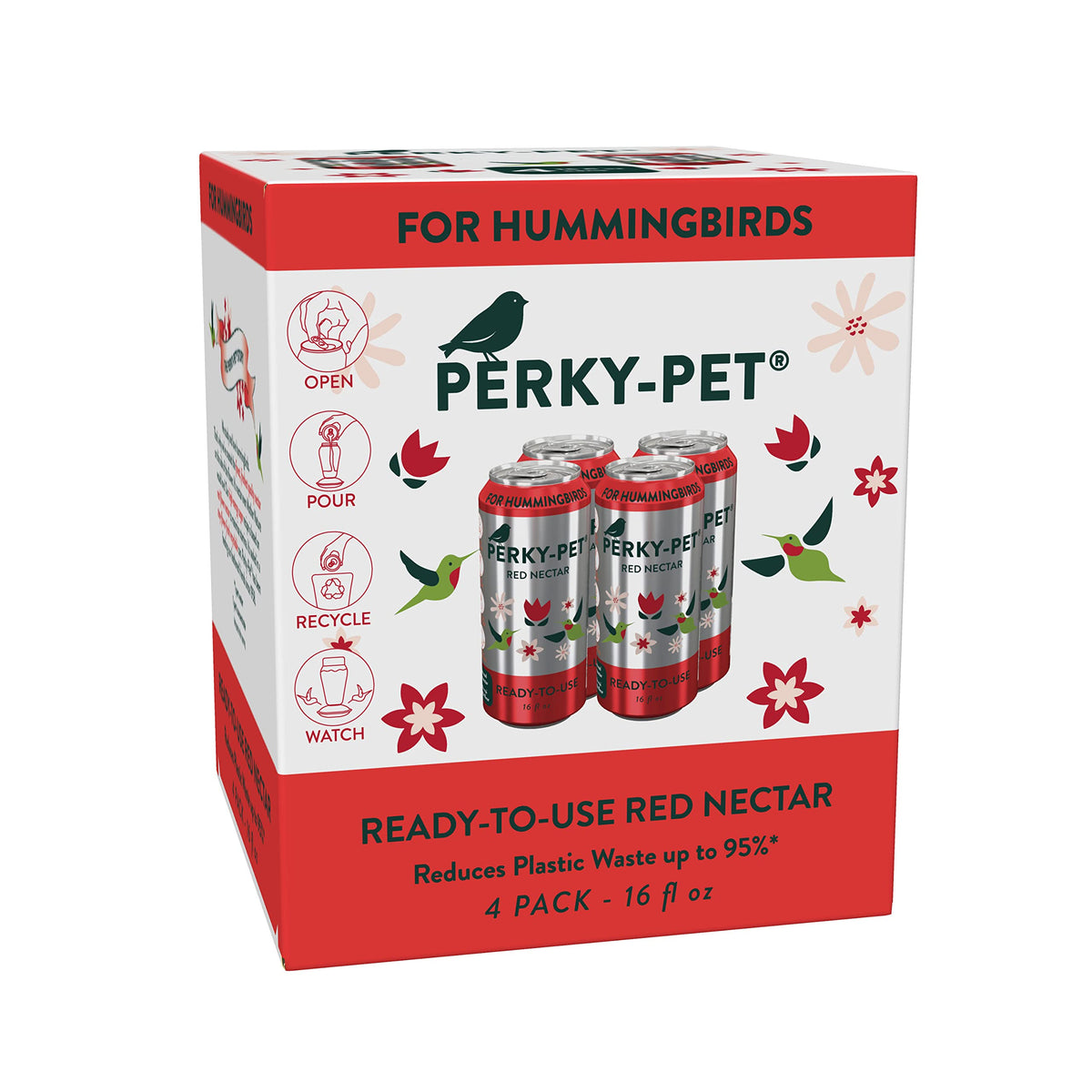 Perky-Pet ready-to-use red hummingbird nectar can for easy feeding