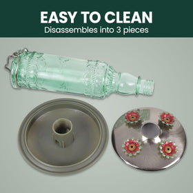 Perky-Pet removable bottle simplifies refilling and cleaning after outdoor use.