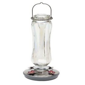 Perky-Pet Starglow vintage glass hummingbird feeder with 16-ounce capacity for extended feeding.