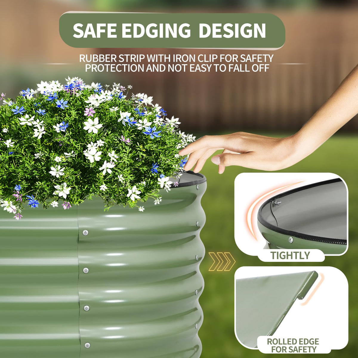 Permade raised bed mid-rod reinforcement adds stability for tall plants.