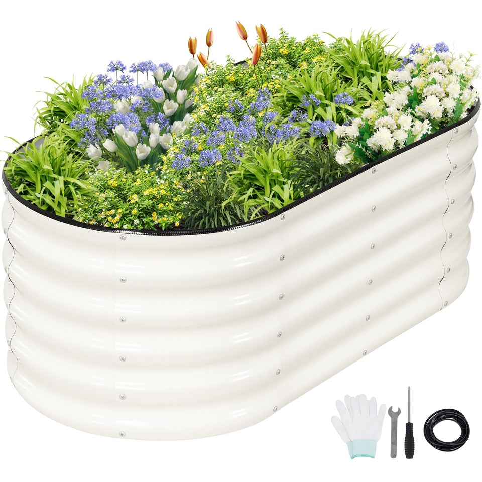 Permade galvanized raised bed with oval design for even planting and support