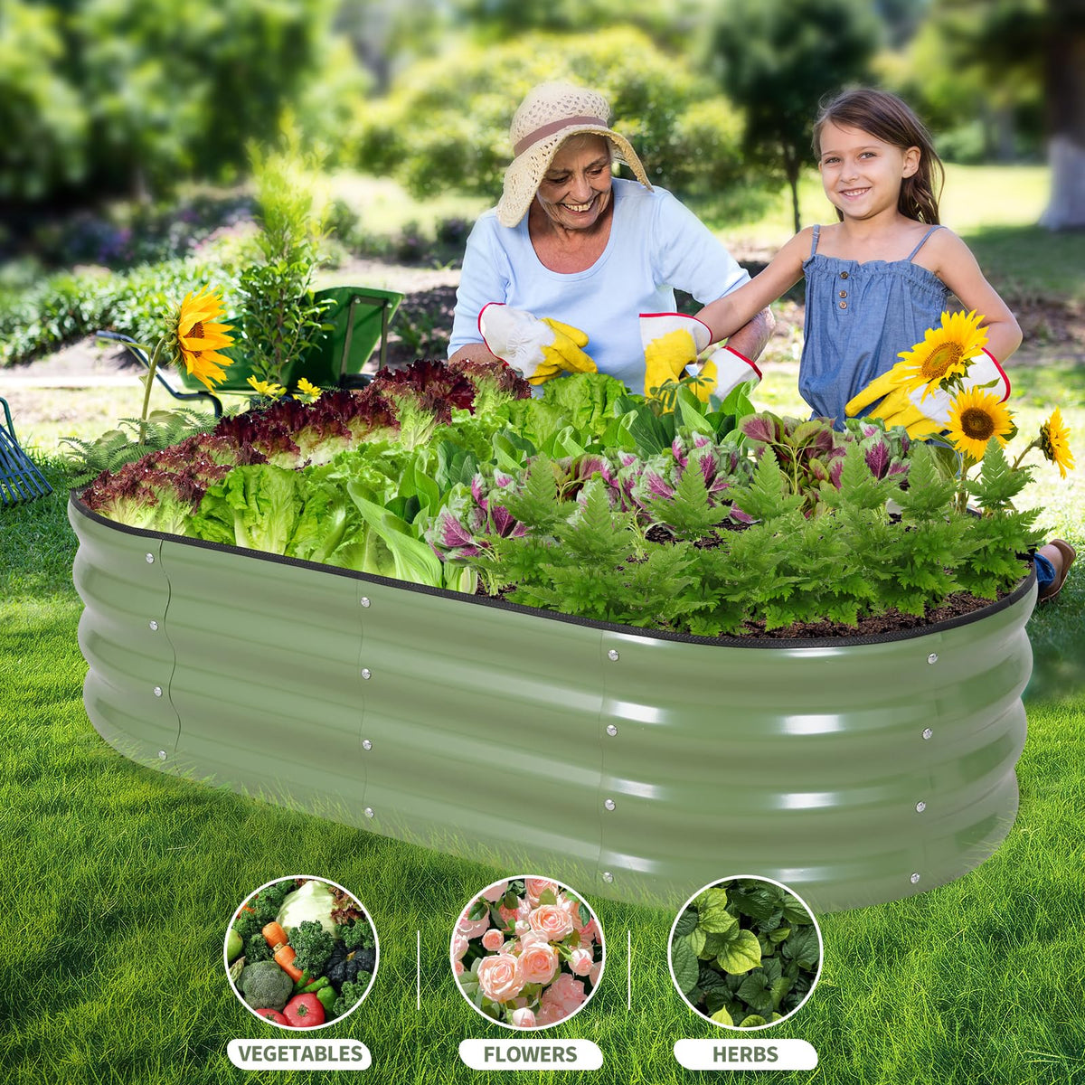Permade 4x2x1ft bed ideal for vegetables, flowers, and herbs in outdoor spaces.