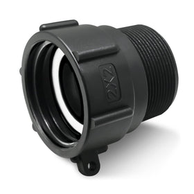 PERMINKS coarse-thread adapter ready to connect 60mm tote to 2in NPT.