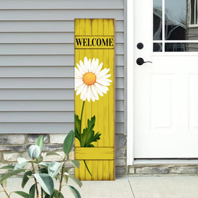 PEROUU Spring Daisy Welcome Sign featuring a blooming daisy on a sunny yellow board for curb appeal