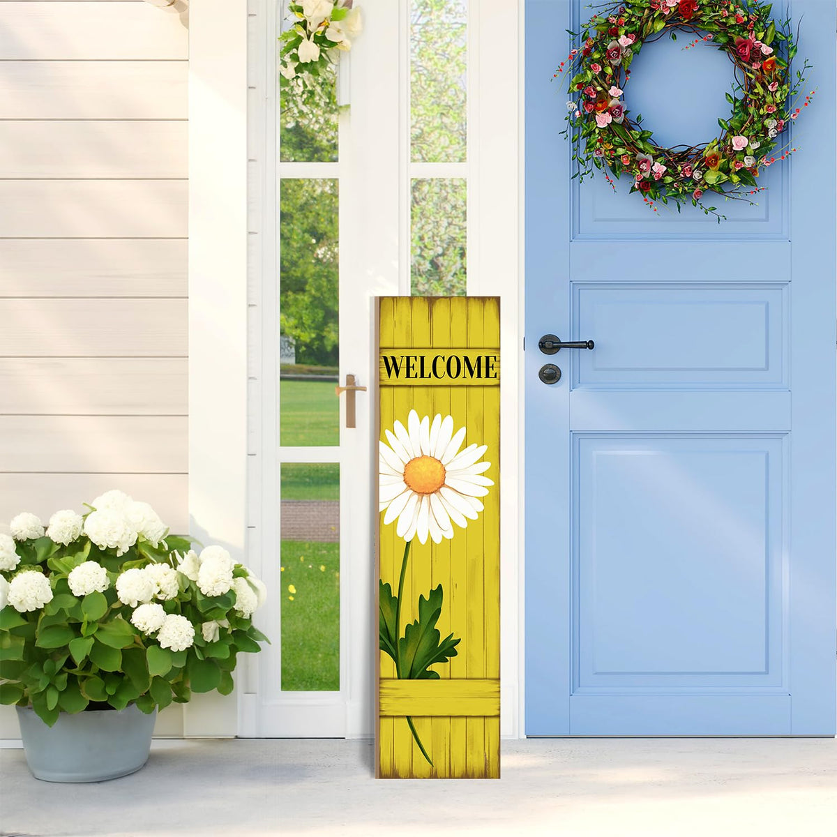 PEROUU porch sign on yellow wood boosts welcomes for summer gatherings