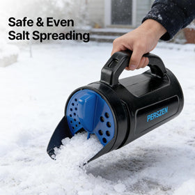 PERSZEN lawn spreader with 84 oz capacity for fewer refills