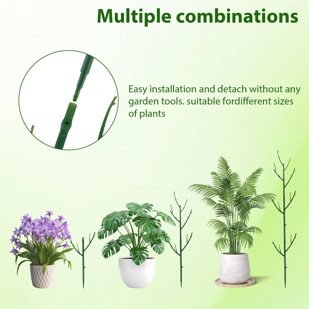PERSZEN plant stake closeup shows durable plastic and smooth finish